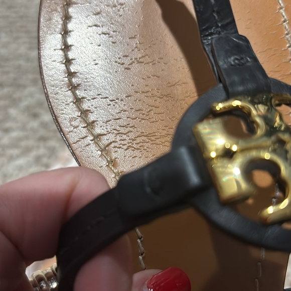 Tory Burch Square Toe Mini Miller Leather Thong Sandal 7.5 - Picture 9 of 9